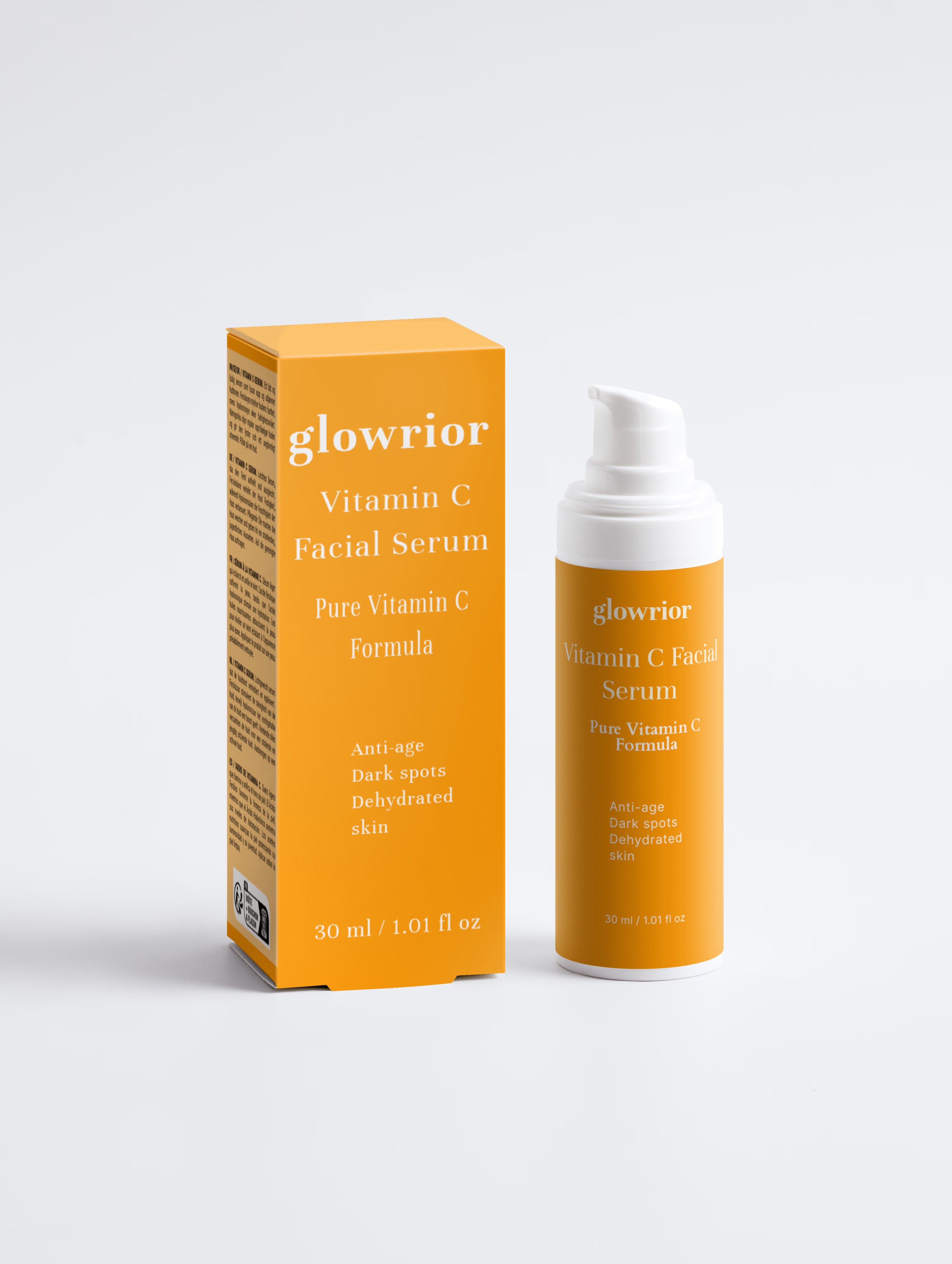 Glowrior Bright Boost Vitamin C Serum with 2% Natural Vitamin C, Ferulic Acid and Hyaluronic Acid